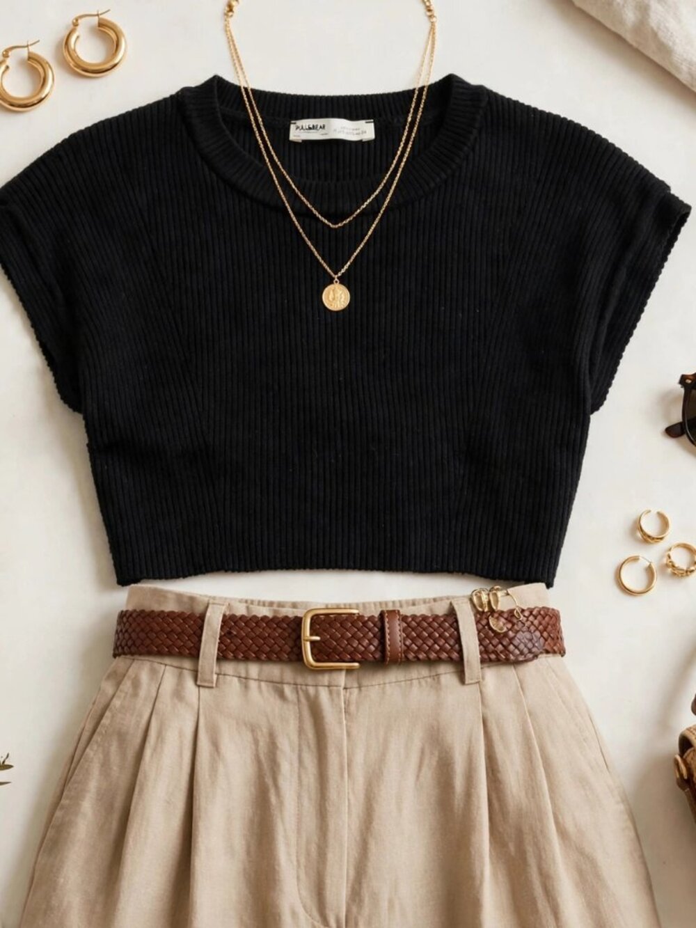Pull&Bear Black Crop Top